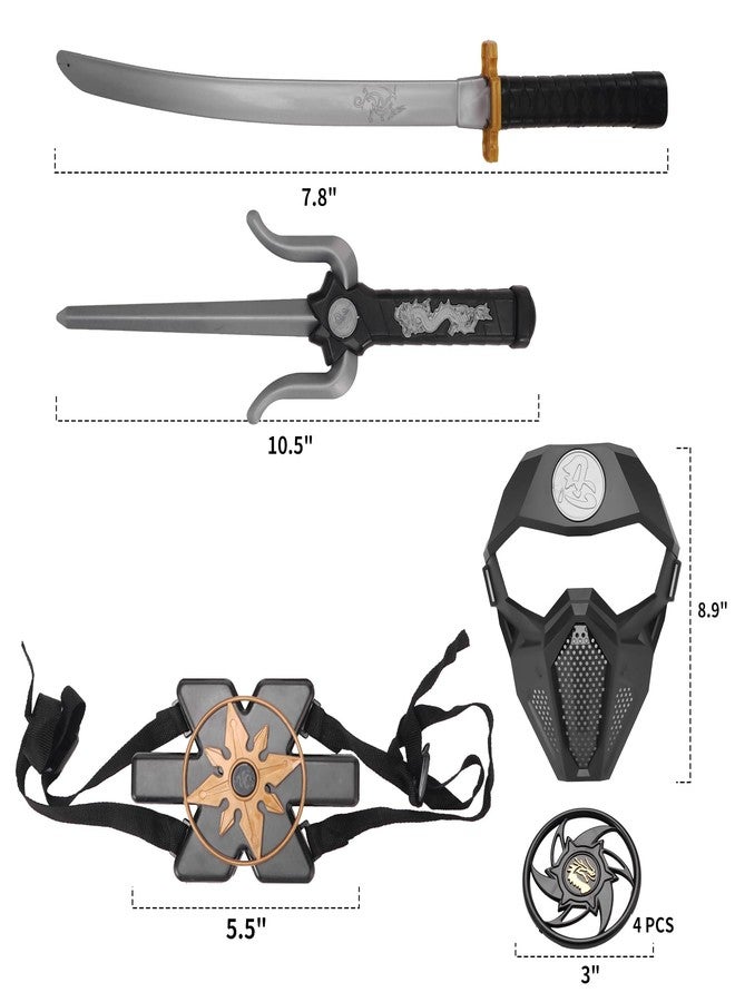 Sepco Ninja Toy Weapons Set with Backpack Case Swords Katana Throwing Discs Mask for Kids Role Play Costume Accessories - Image 3